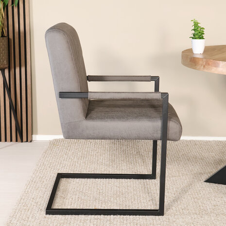 Lizzely Garden & Living Eetkamerstoel met armleuning Timor antraciet microvezel eetstoel