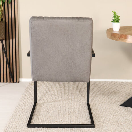 Lizzely Garden & Living Eetkamerstoel met armleuning Timor antraciet microvezel eetstoel