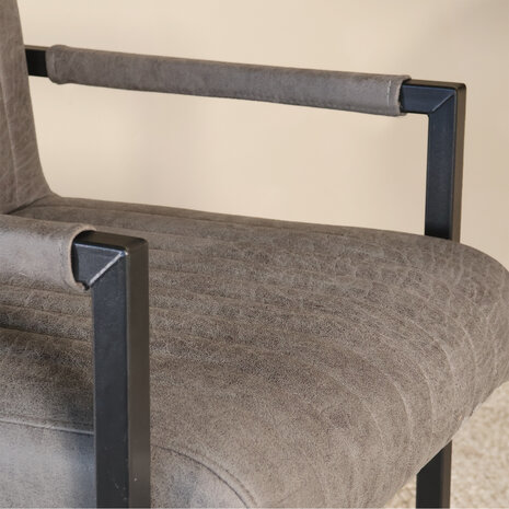 Lizzely Garden & Living Eetkamerstoel met armleuning Timor antraciet microvezel eetstoel