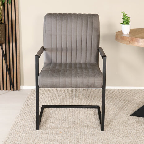 Lizzely Garden & Living Eetkamerstoel met armleuning Timor antraciet microvezel eetstoel