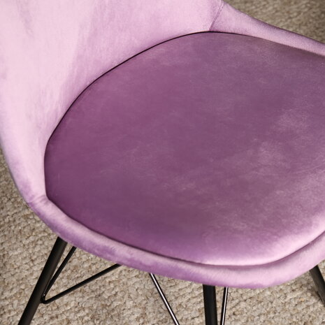 Lizzely Garden & Living Eetkamerstoel Viga paars velvet eetstoel