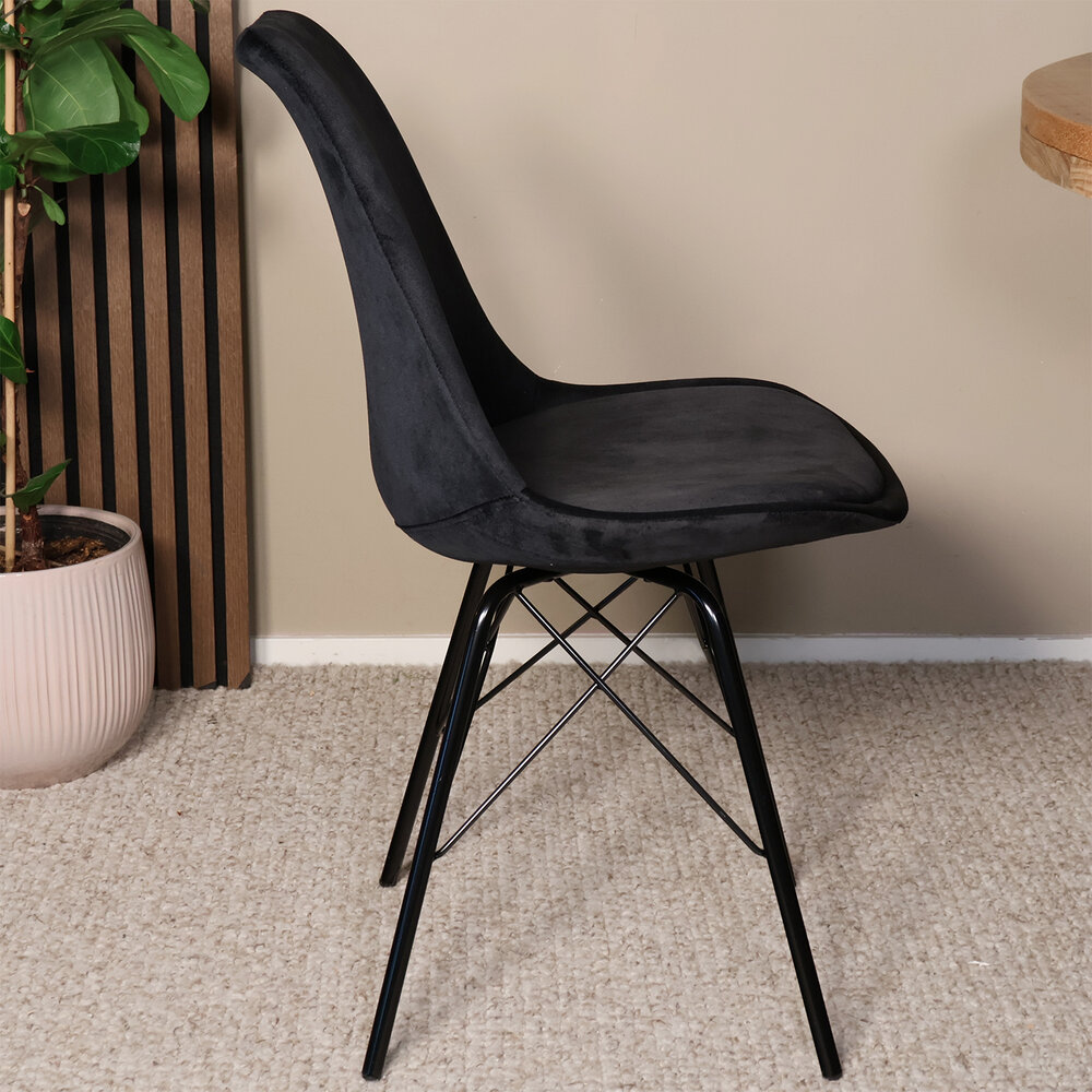 Eetkamerstoel Viga zwart velvet eetstoel