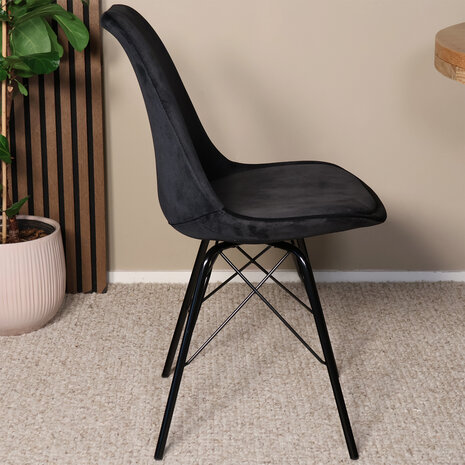 Lizzely Garden & Living Eetkamerstoel Viga zwart velvet eetstoel