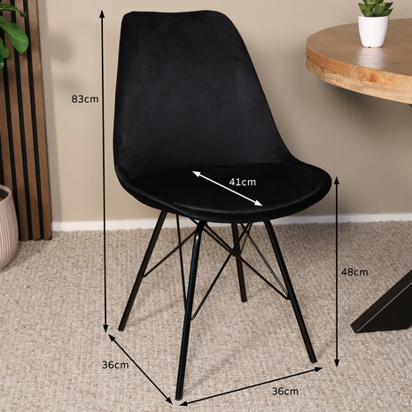 Lizzely Garden & Living Eetkamerstoel Viga zwart velvet eetstoel