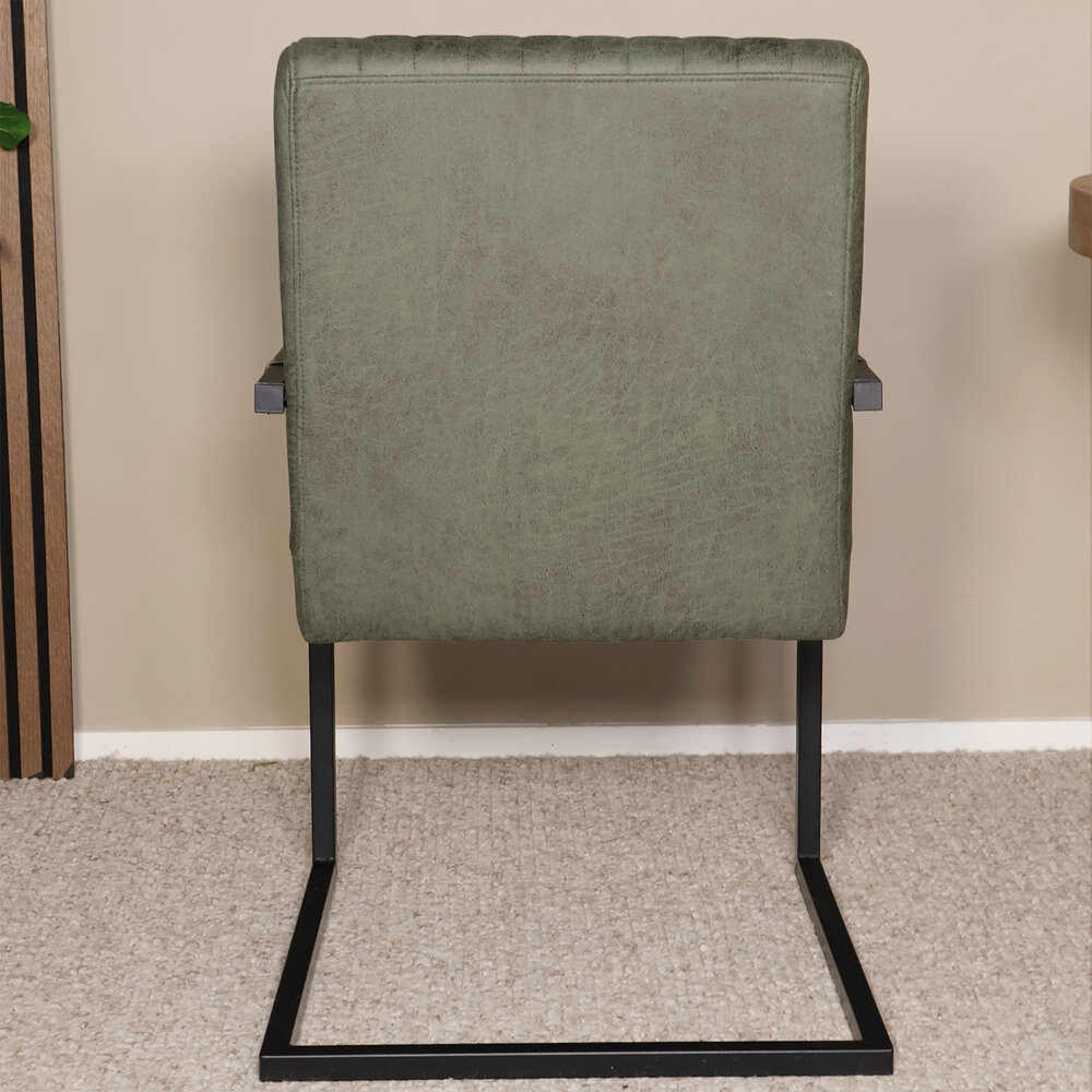 Eetkamerstoel met armleuning Timor donkergroen microvezel eetstoel