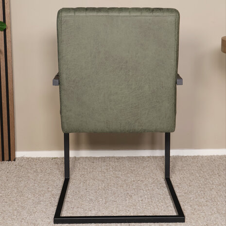 Lizzely Garden & Living Eetkamerstoel met armleuning Timor donkergroen microvezel eetstoel