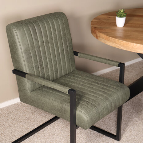 Lizzely Garden & Living Eetkamerstoel met armleuning Timor donkergroen microvezel eetstoel