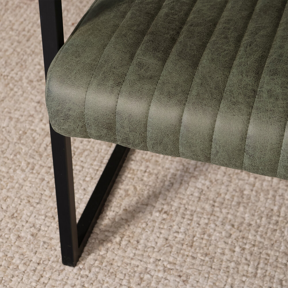 Eetkamerstoel met armleuning Timor donkergroen microvezel eetstoel