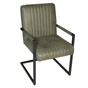 Lizzely Garden & Living Eetkamerstoel met armleuning Timor donkergroen microvezel eetstoel