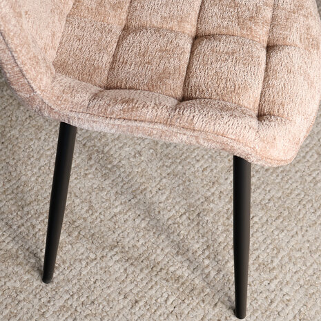 Lizzely Garden & Living Eetkamerstoel De Vince taupe chenille eetstoel
