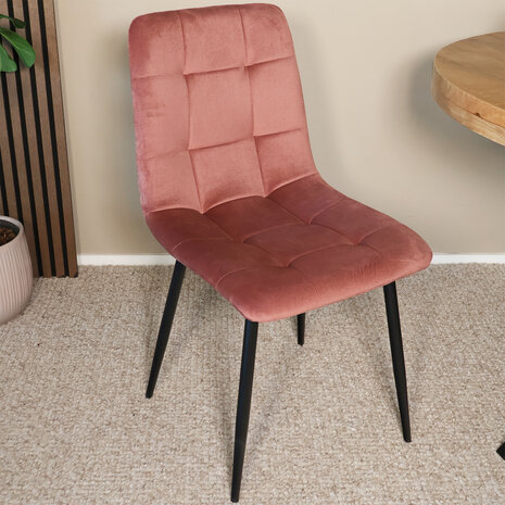 Lizzely Garden & Living Eetkamerstoel Catoo velvet roze eetstoel