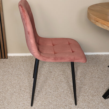 Lizzely Garden & Living Eetkamerstoel Catoo velvet roze eetstoel