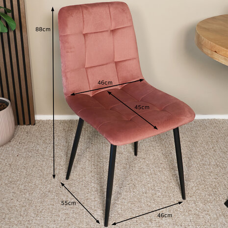 Lizzely Garden & Living Eetkamerstoel Catoo velvet roze eetstoel