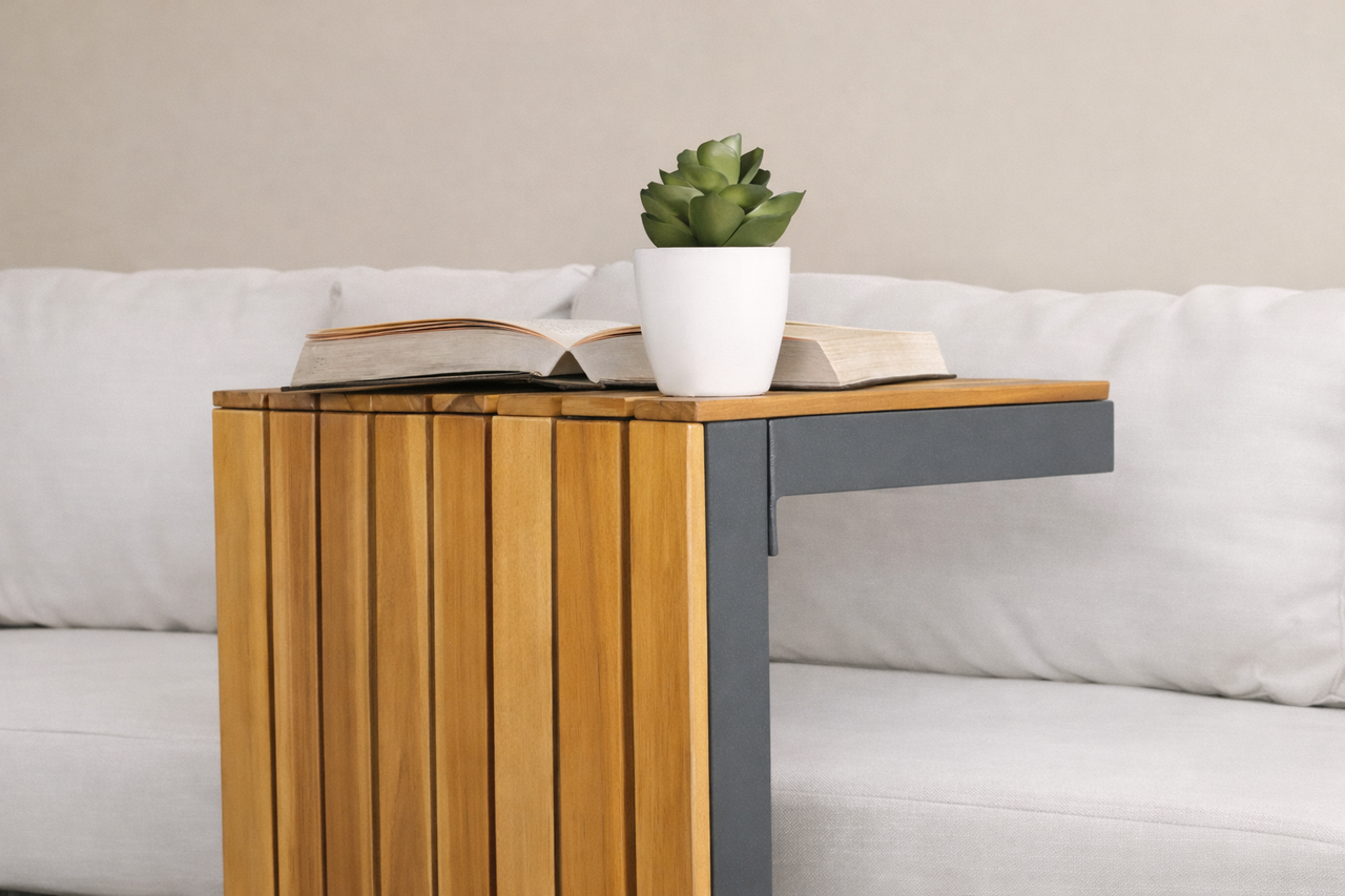 Loungeset 5-zits aluminium en acaciahout wit Darcio met bijzettafel Loungeset 5-zits aluminium en acaciahout wit Darcio met bijzettafel