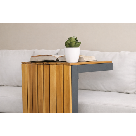 Lizzely Garden & Living Loungeset 5-zits aluminium en acaciahout wit Darcio met bijzettafel Lizzely Garden & Living Loungeset 5-zits aluminium en acaciahout wit Darcio met bijzettafel