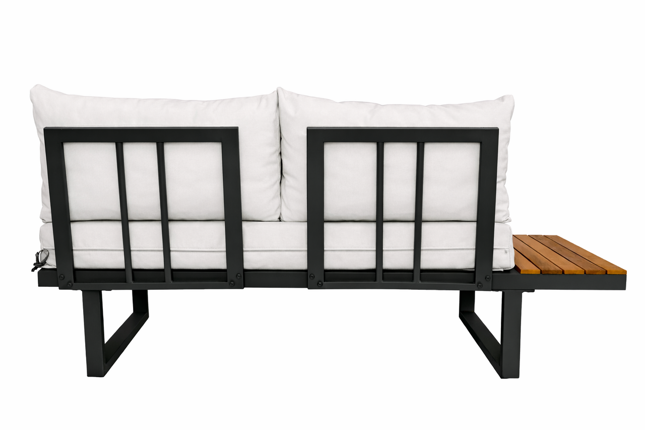 Loungeset 5-zits aluminium en acaciahout wit Darcio met bijzettafel Loungeset 5-zits aluminium en acaciahout wit Darcio met bijzettafel