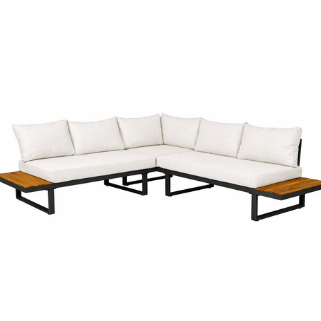 Lizzely Garden & Living Loungeset 5-zits aluminium en acaciahout wit Darcio met bijzettafel Lizzely Garden & Living Loungeset 5-zits aluminium en acaciahout wit Darcio met bijzettafel