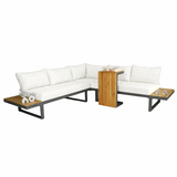 Lizzely Garden & Living Loungeset 5-zits aluminium en acaciahout wit Darcio met bijzettafel Lizzely Garden & Living Loungeset 5-zits aluminium en acaciahout wit Darcio met bijzettafel