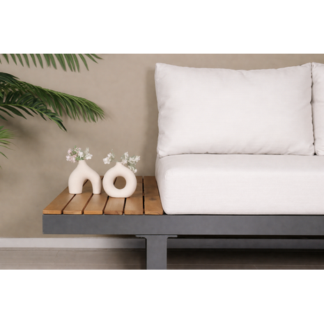 Lizzely Garden & Living Loungeset 5-zits aluminium en acaciahout wit Darcio met bijzettafel Lizzely Garden & Living Loungeset 5-zits aluminium en acaciahout wit Darcio met bijzettafel