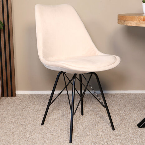 Lizzely Garden & Living Eetkamerstoel Viga zand velvet eetstoel