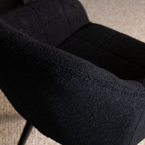 Lizzely Garden & Living Eetkamerstoel met armleuning Barbara zwart teddy eetstoel