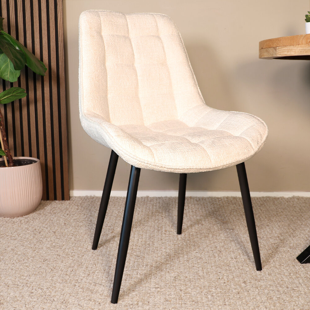 Eetkamerstoel Lynn wit stof eetstoel