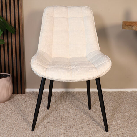 Lizzely Garden & Living Eetkamerstoel Lynn wit stof eetstoel