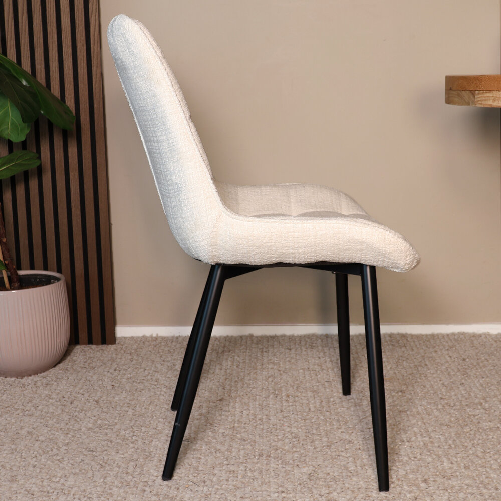 Eetkamerstoel Lynn wit stof eetstoel