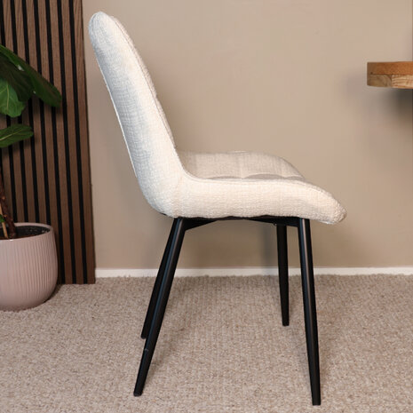 Lizzely Garden & Living Eetkamerstoel Lynn wit stof eetstoel