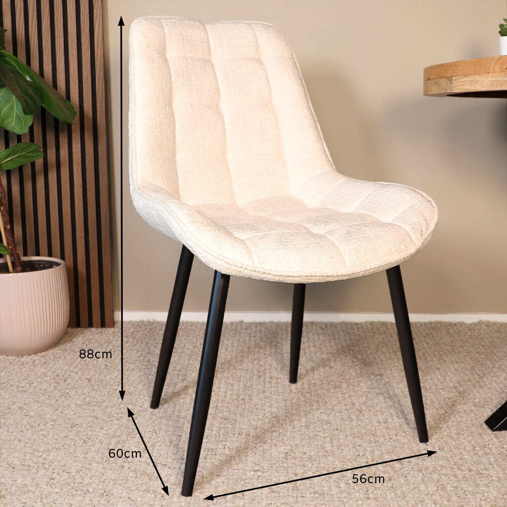 Eetkamerstoel Lynn wit stof eetstoel