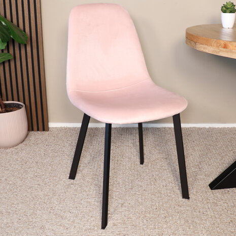 Lizzely Garden & Living Eetkamerstoel Simpy lichtroze velvet eetstoel