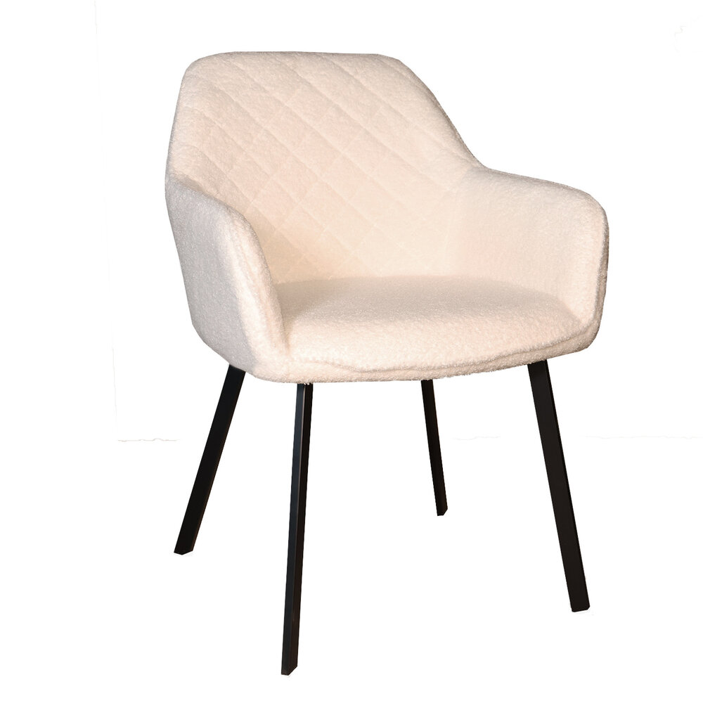 Eetkamerstoel met armleuning Yurgan teddy gebroken wit eetstoel