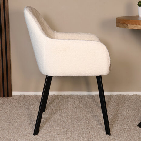 Lizzely Garden & Living Eetkamerstoel met armleuning Yurgan teddy gebroken wit eetstoel
