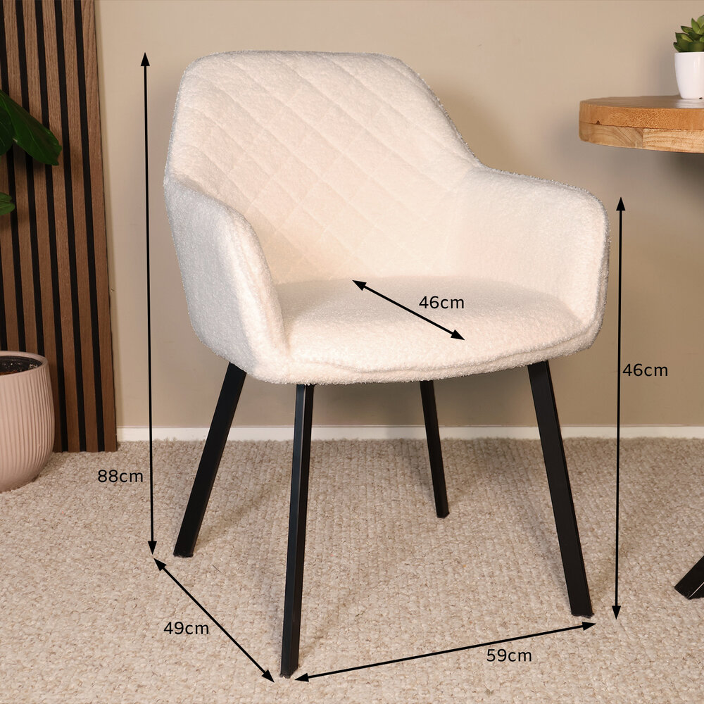 Eetkamerstoel met armleuning Yurgan teddy gebroken wit eetstoel