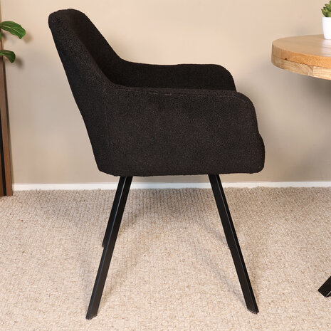 Lizzely Garden & Living Eetkamerstoel Joeri zwart teddy eetstoel design