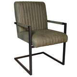 Lizzely Garden & Living Eetkamerstoel met armleuning Timor donkergroen microvezel eetstoel