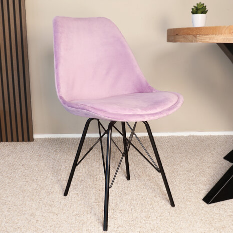 Lizzely Garden & Living Eetkamerstoel Viga paars velvet eetstoel