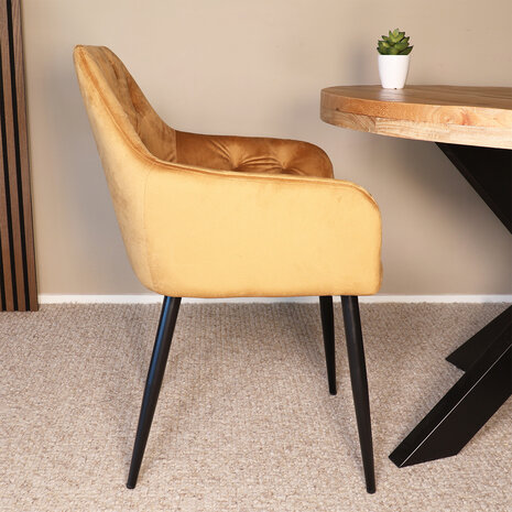 Lizzely Garden & Living Eetkamerstoel met armleuning Paco velvet goud eetstoel