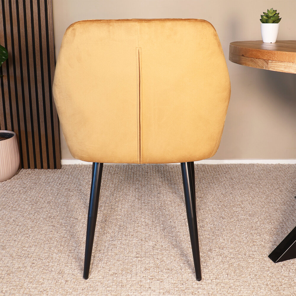 Eetkamerstoel met armleuning Paco velvet goud eetstoel