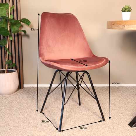 Lizzely Garden & Living Eetkamerstoel Viga roze velvet eetstoel