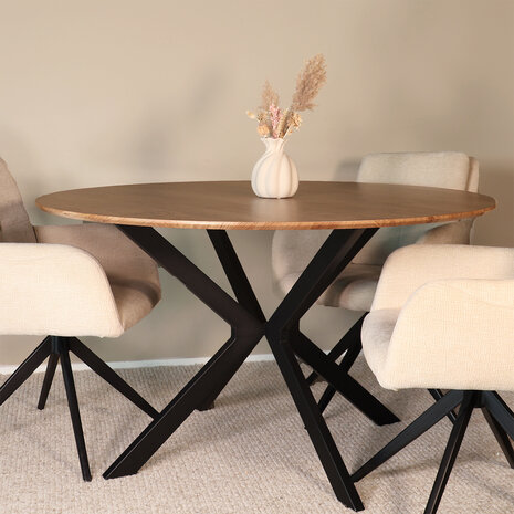 Lizzely Garden & Living Eettafel rond Ronsi bruin 130cm ronde tafel Lizzely Garden & Living Eettafel rond Ronsi bruin 130cm ronde tafel