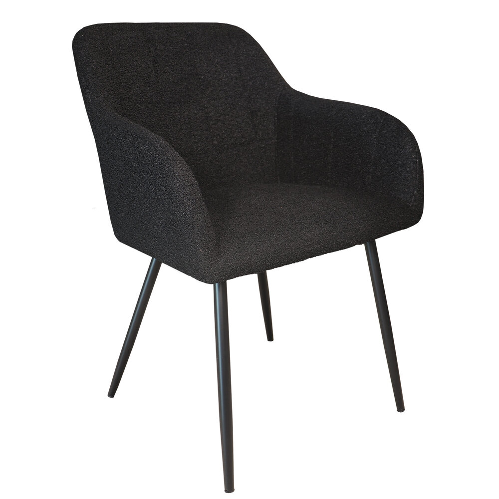Eetkamerstoel met armleuning Barbara zwart teddy eetstoel
