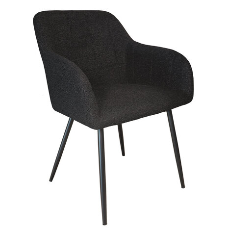 Lizzely Garden & Living Eetkamerstoel met armleuning Barbara zwart teddy eetstoel