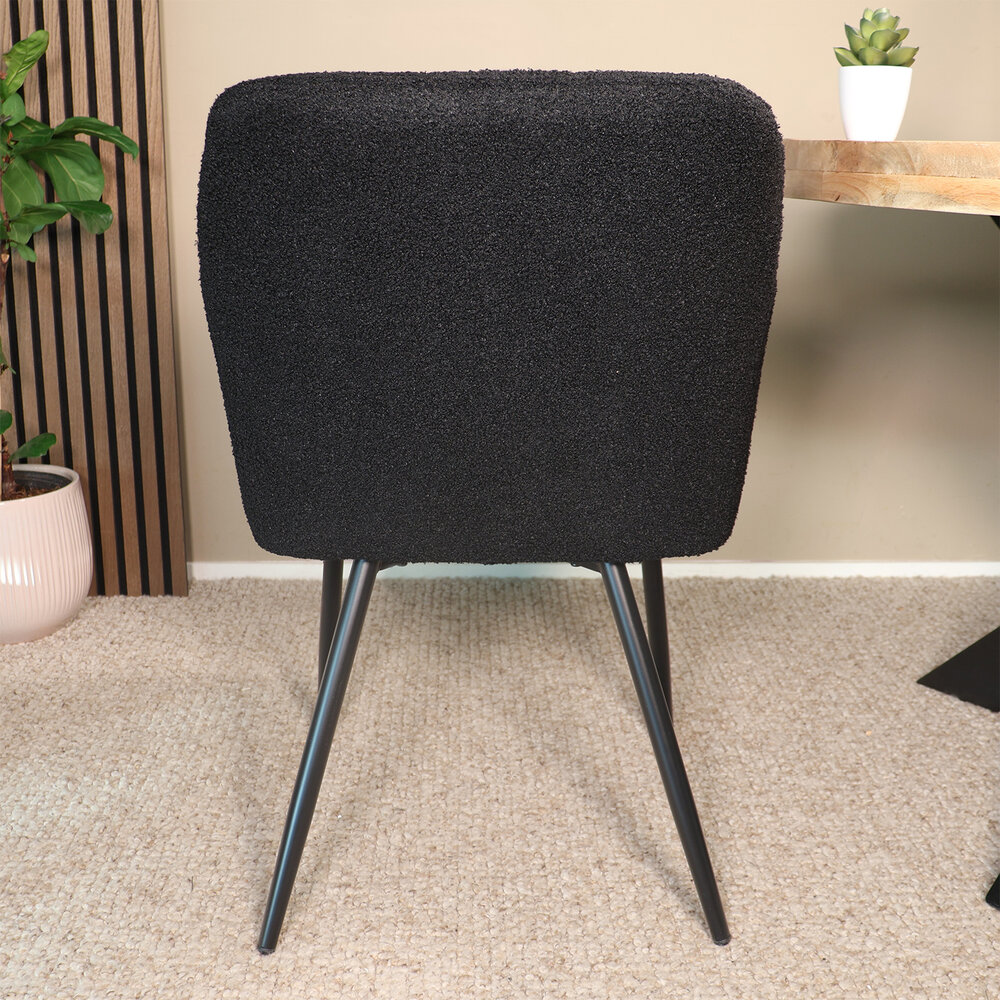 Eetkamerstoel met armleuning Barbara zwart teddy eetstoel
