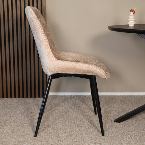 Lizzely Garden & Living Eetkamerstoel De Vince beige chenille eetstoel