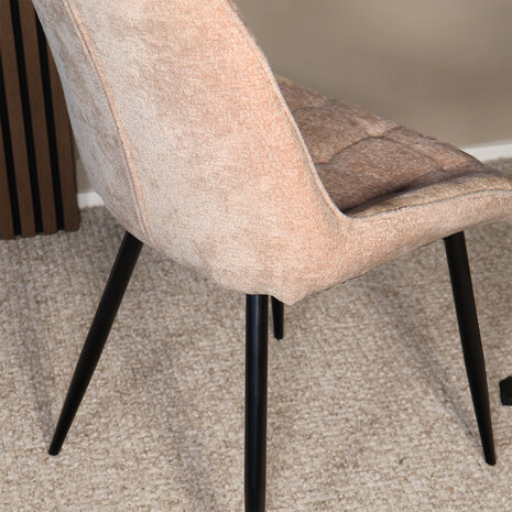 Lizzely Garden & Living Eetkamerstoel De Vince beige chenille eetstoel