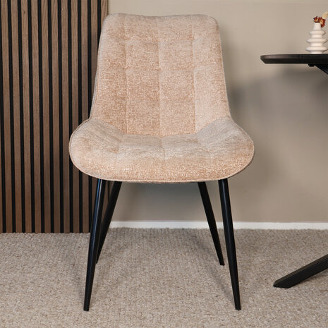 Lizzely Garden & Living Eetkamerstoel De Vince beige chenille eetstoel
