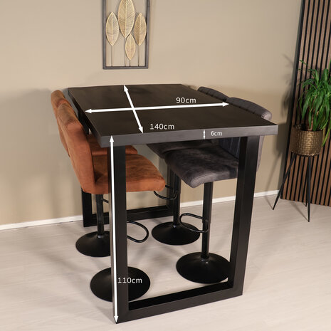 Lizzely Garden & Living Bartafel Pixie 140cm zwart mangohout