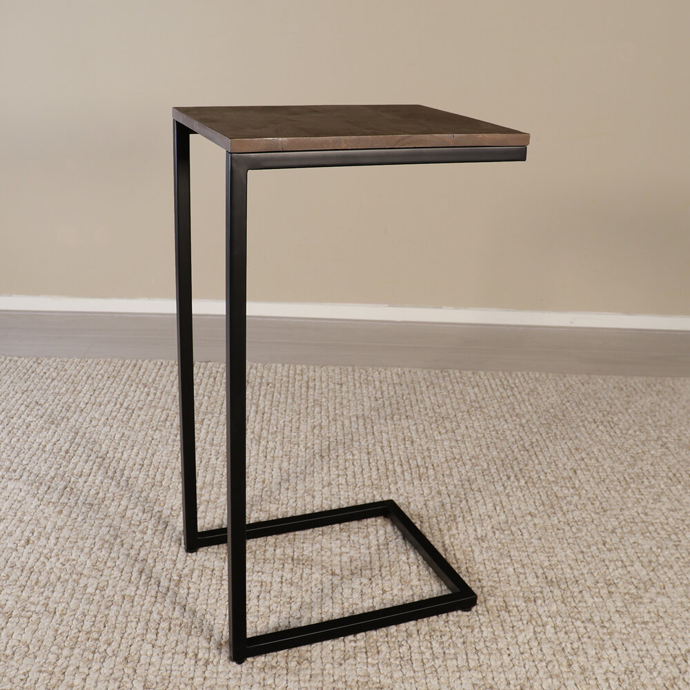 Bijzettafel industrieel Jerry 69cm walnoot mangohout