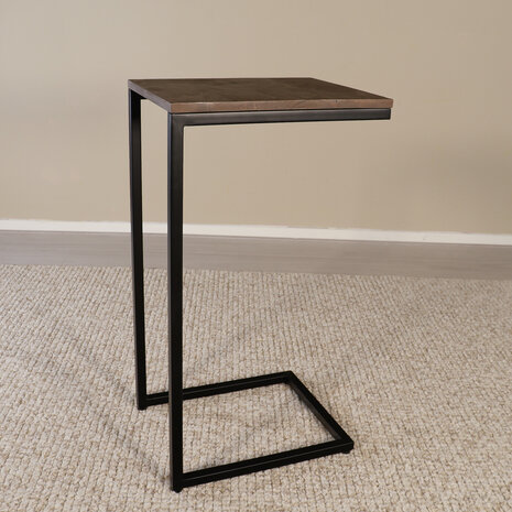 Lizzely Garden & Living Bijzettafel industrieel Jerry 69cm walnoot mangohout